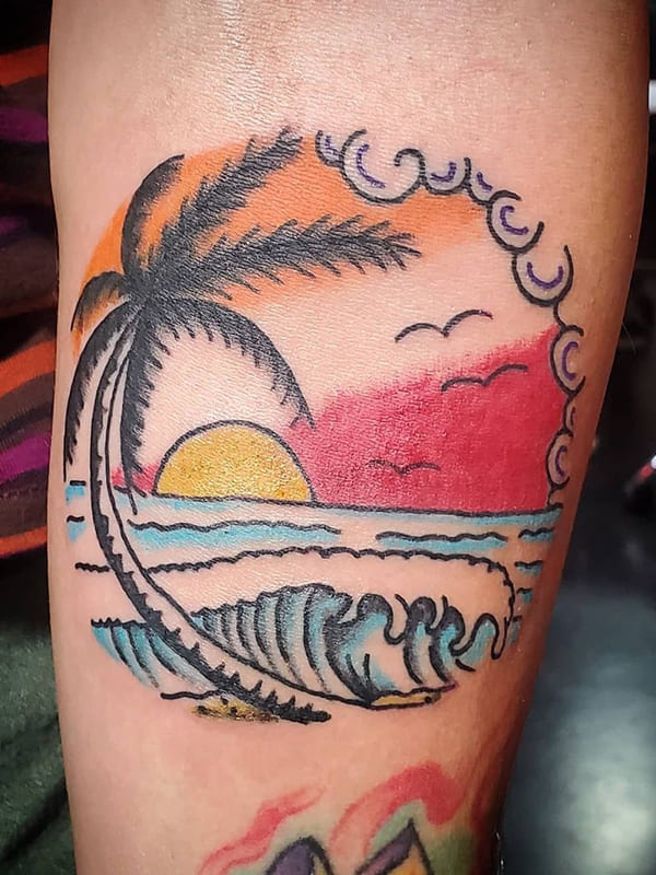color palm tree tattoo