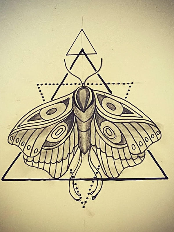 geometric death moth tattoo