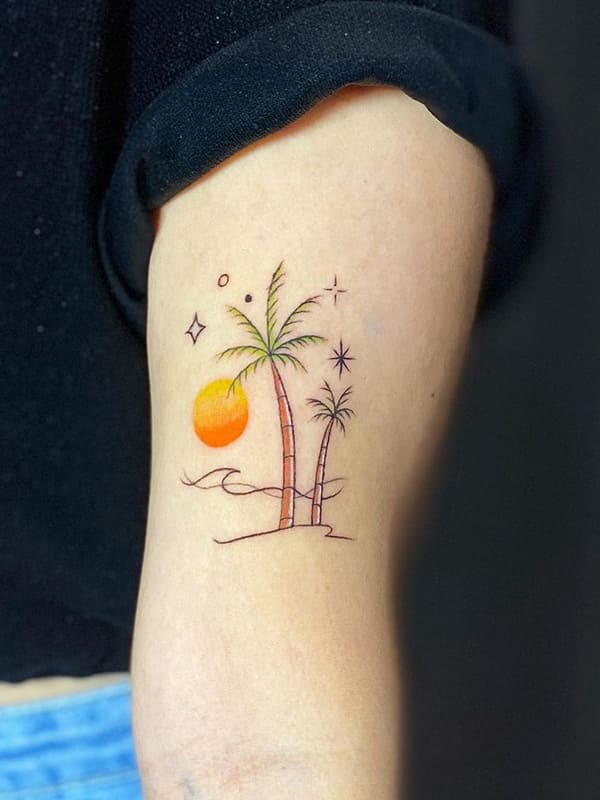 palm tree beach tattoo