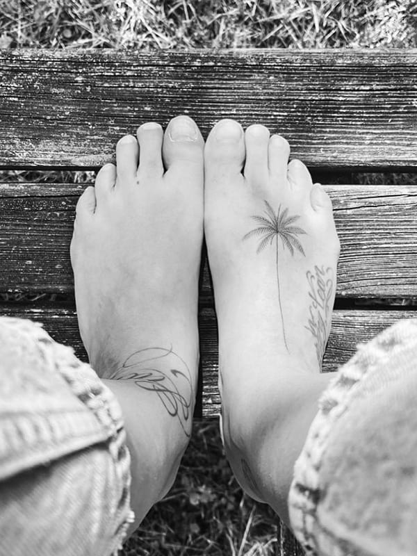 palm tree foot tattoo