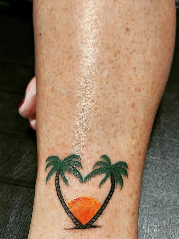 palm tree heart tattoo
