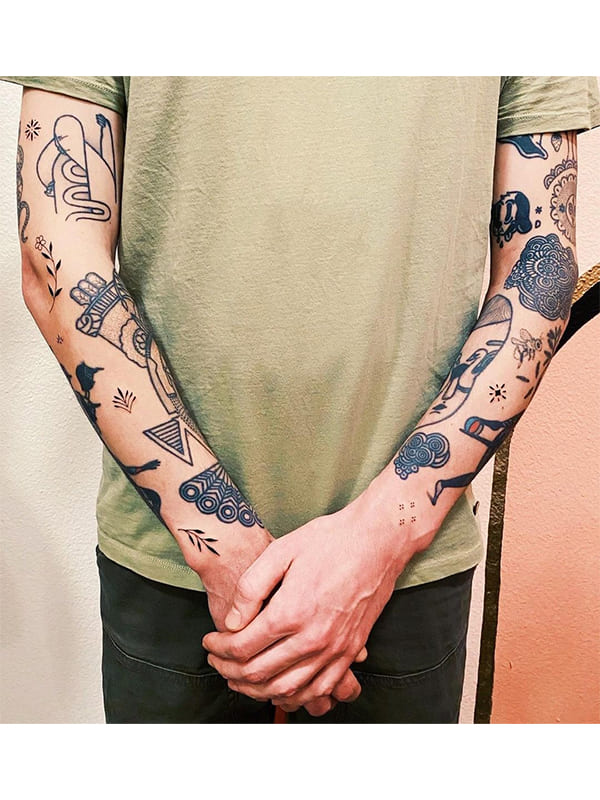 patchwork tattoo sleeve