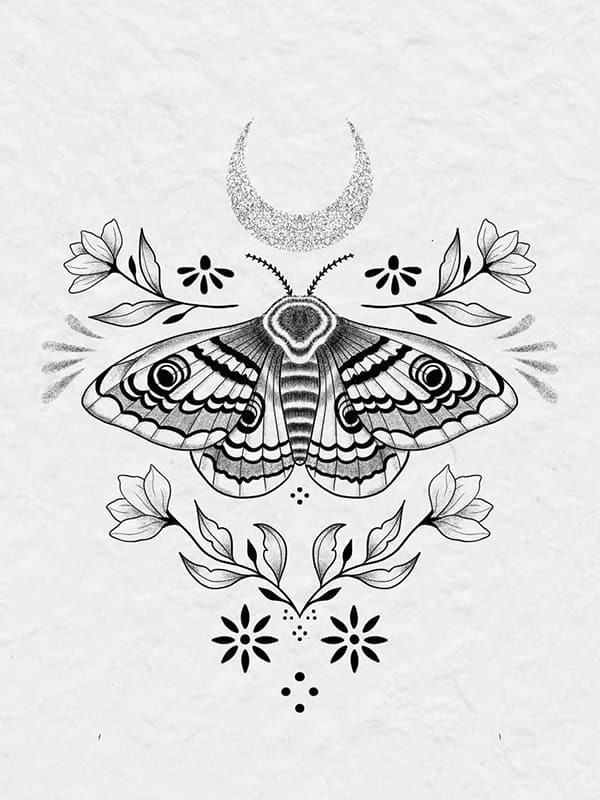 black luna moth tattoo