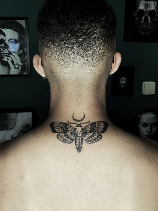 moth neck tattoos - 2