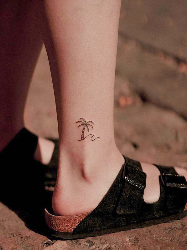 palm tree tattoo ankle