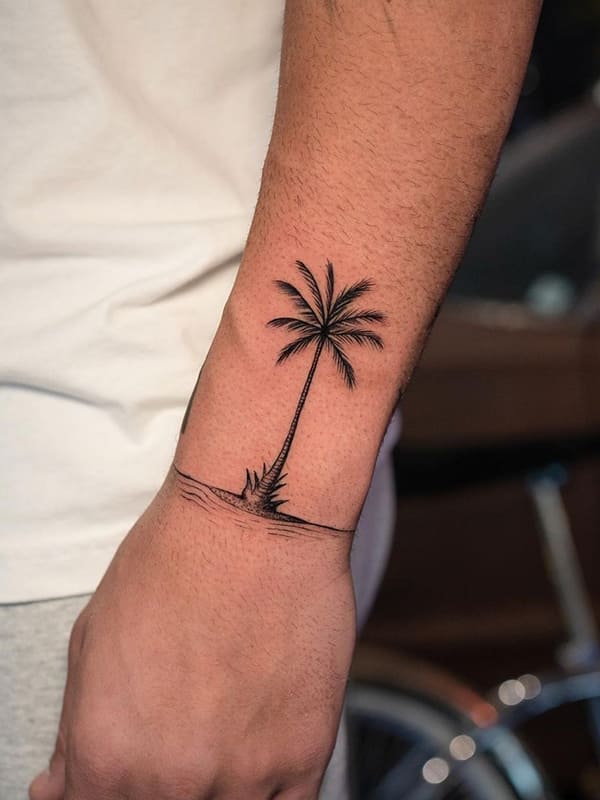 palm tree tattoo wrist