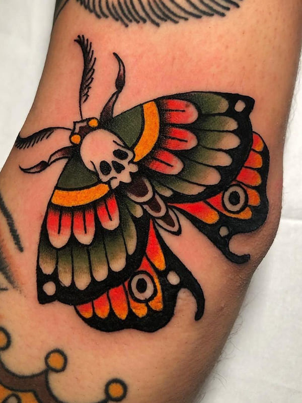 traditional moth tattoo